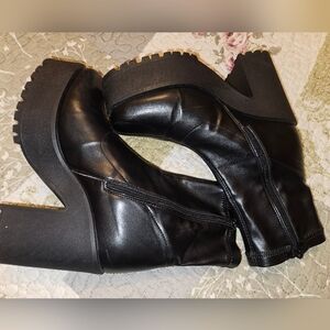 Charlotte Russe Black Platform Chunky Heel Ankle Boots